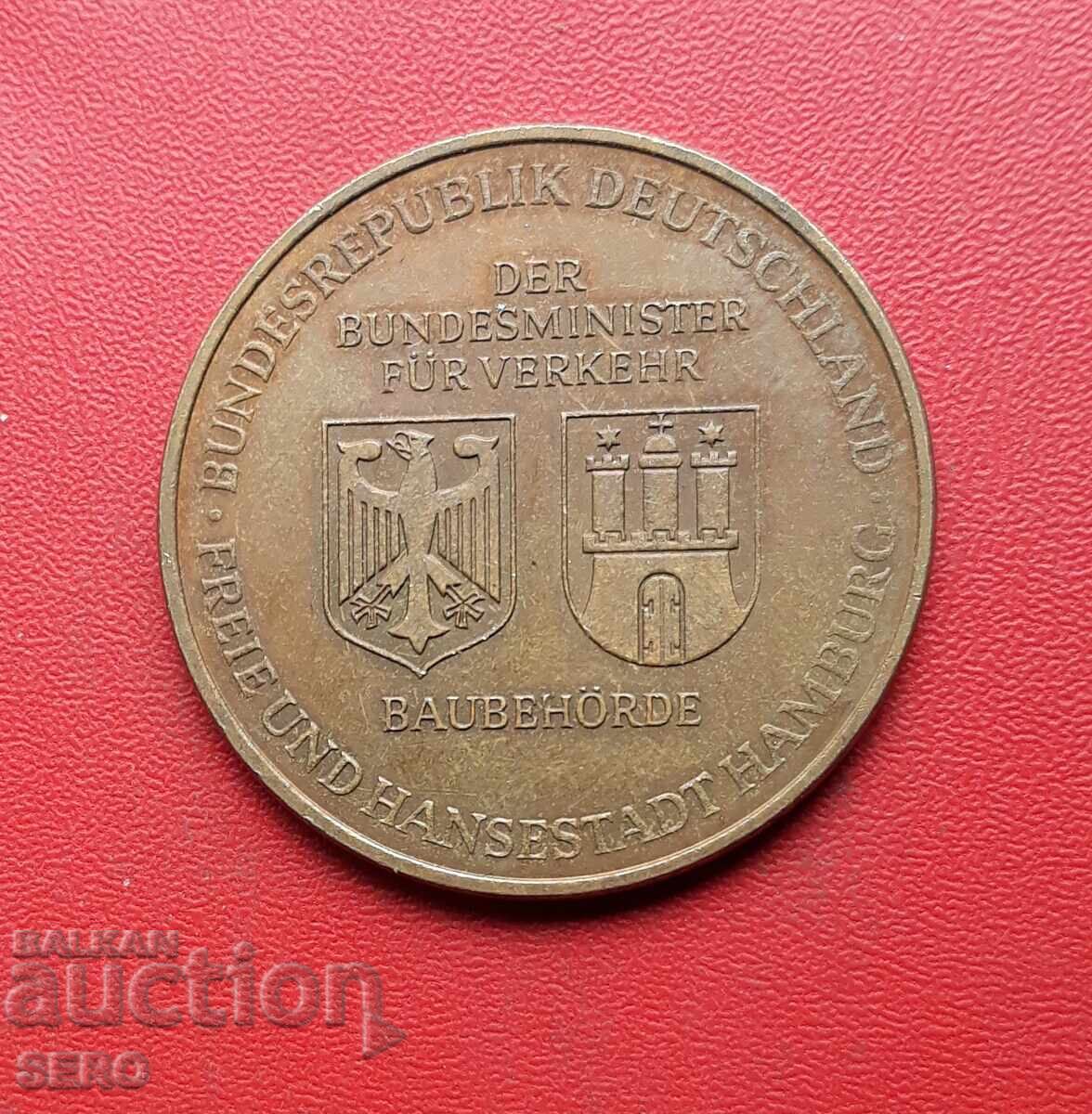 Μετάλλιο-Γερμανία-Αμβούργο-τούνελ κάτω από τον Έλβα 1975 με τιμή 1.00 BGN | € 0.51