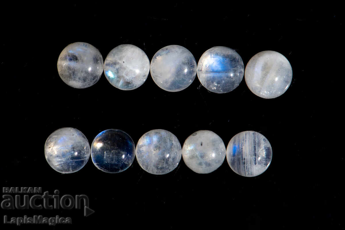 10 τεμάχια σεληνόλιθου 5mm 6.11ct στρογγυλά καμποσόν