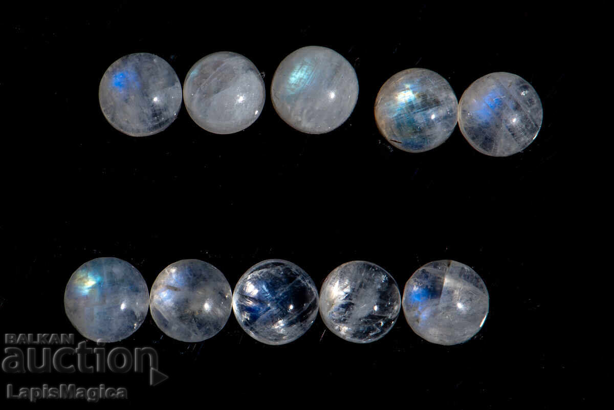 10 pieces moonstone 5mm 6.41ct round cabochons