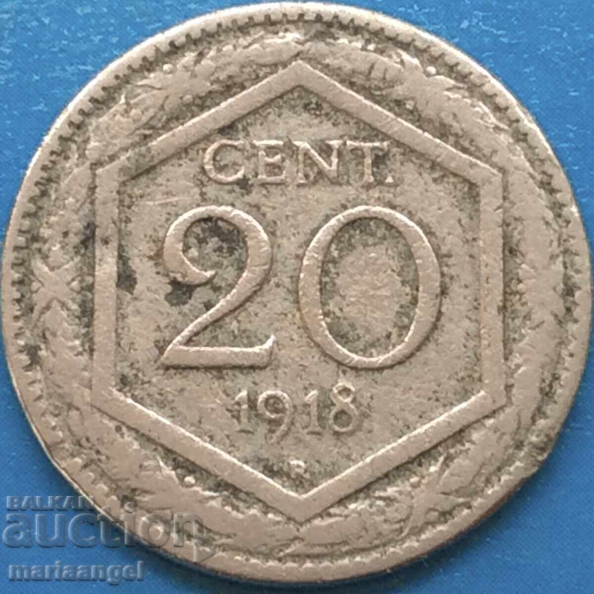 20 centesimi 1918 Ιταλία 6η γωνία - αρκετά σπάνια - 7