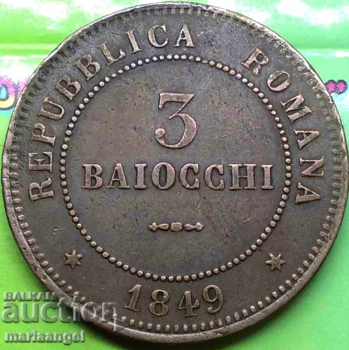 Δημοπρασία 3 baĭochi 1849 25,43g Ιταλία 1848-1849 Μπολόνια