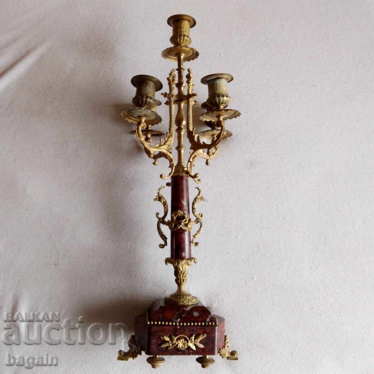 Unic sfeșnic rusesc. Bronz cu aurire și jasp - 5