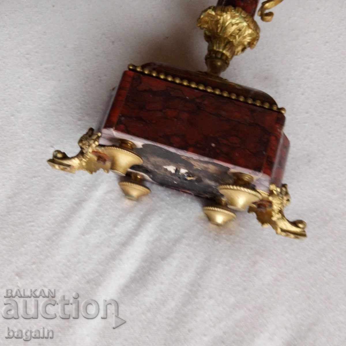 Уникален руски свещник. Бронз с позлата и яспис. - 6 Уникален руски свещник. Бронз с позлата и яспис. - 6