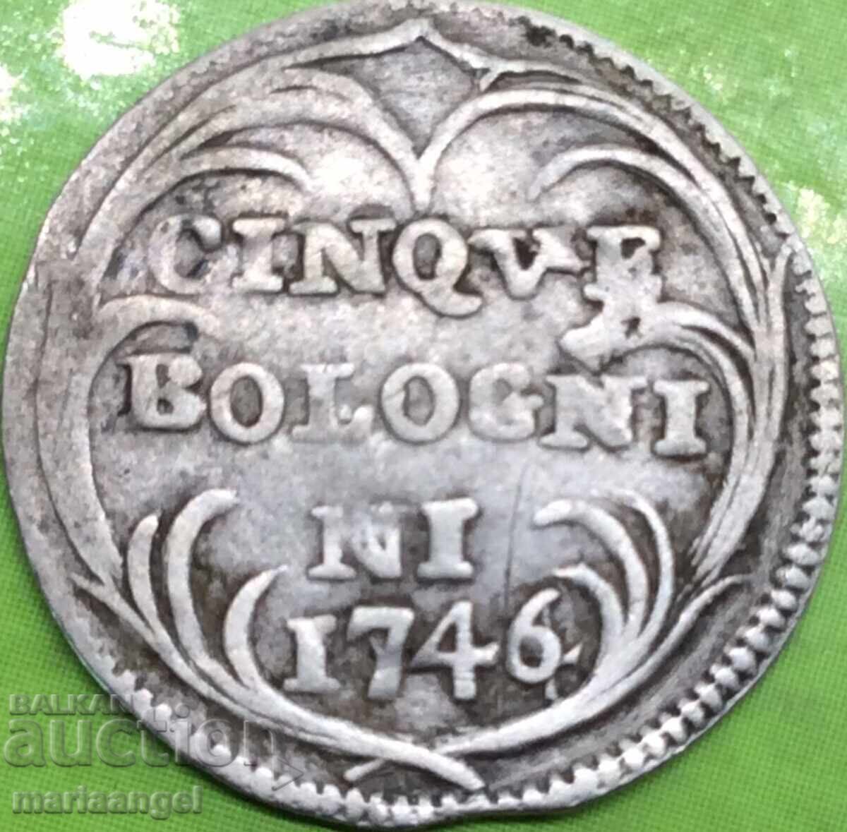 Βατικανό 1746 Carlino da 5 Bolognese Benedict XIV Bologna με τιμή 94.00 BGN | € 48.06