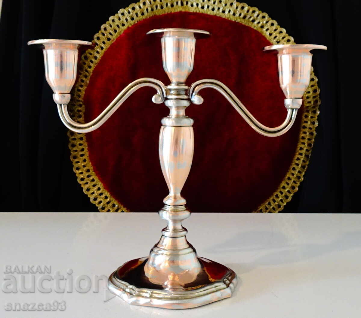 Triple candlestick holder, pure red copper - 5 Triple candlestick holder, pure red copper - 5