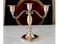 Sfeșnic triplu, set de trei, cupru roșu pur