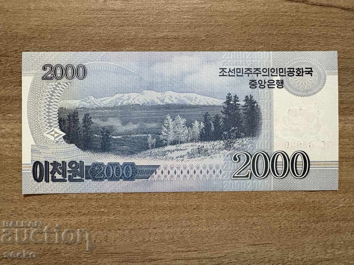North Korea - 2000 Won (2008) UNC, Specimen with price 7.00 BGN | € 3.58