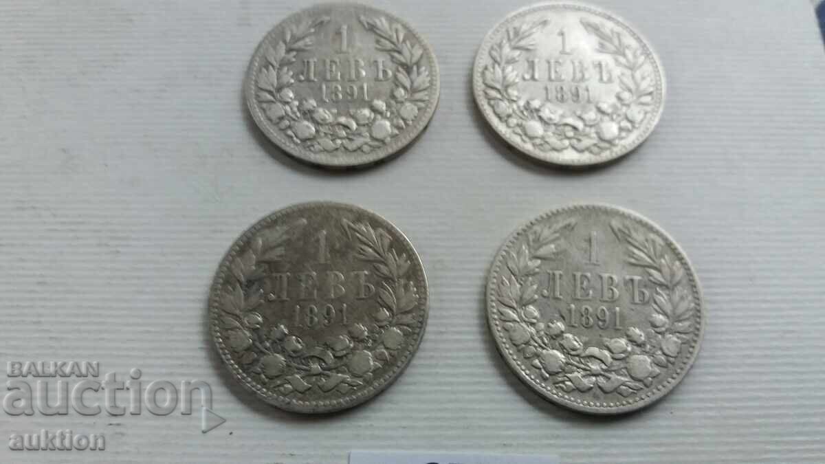 1 LEVA 1891 AN - ARGINT 4 BUCĂȚI cu preț 78.99 BGN | € 40.39 1 LEVA 1891 AN - ARGINT 4 BUCĂȚI cu preț 78.99 BGN | € 40.39