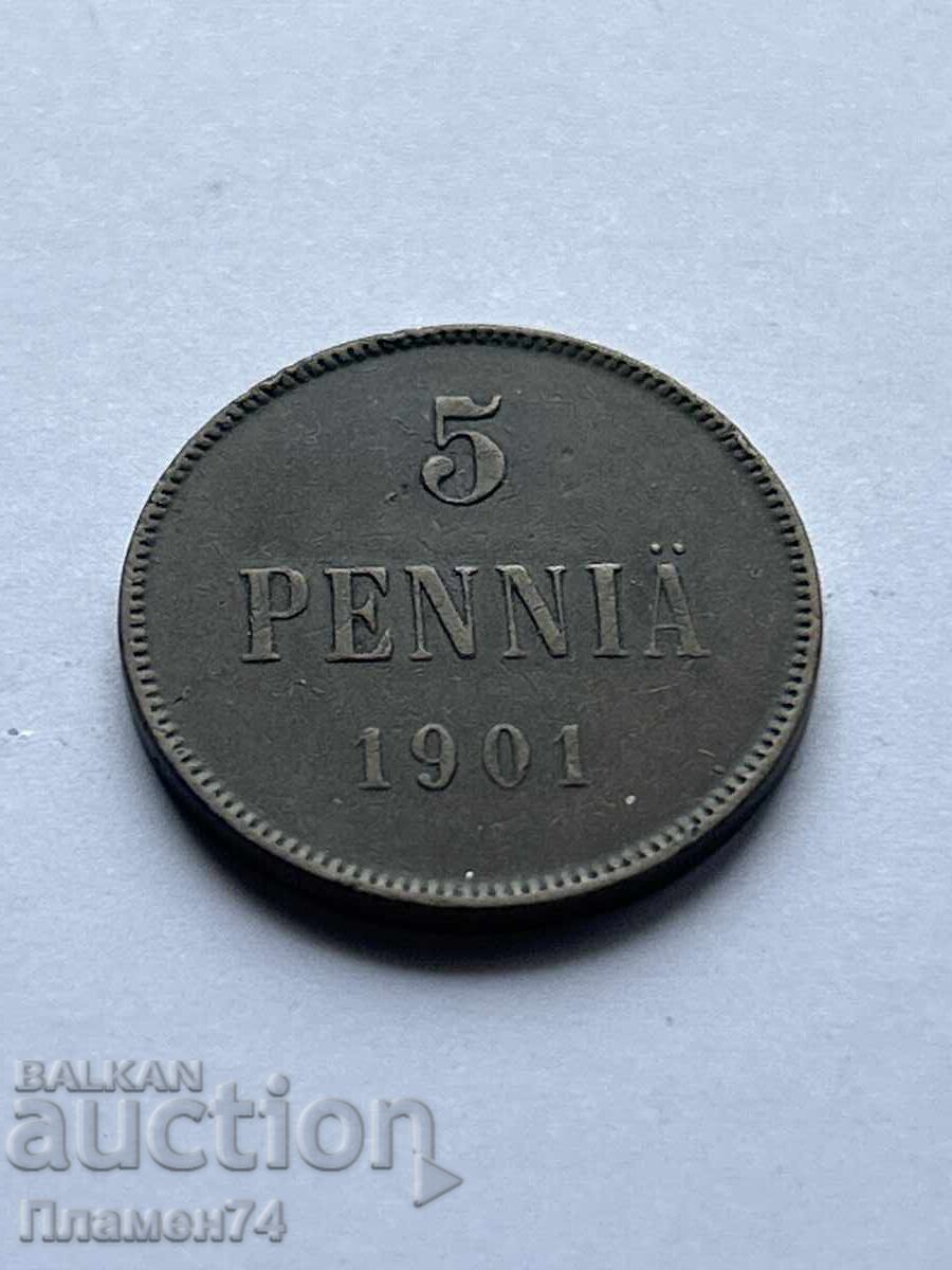 5 pfenigi 1901 Finlanda