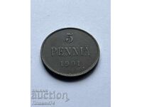 5 pfenigi 1901 Finlanda