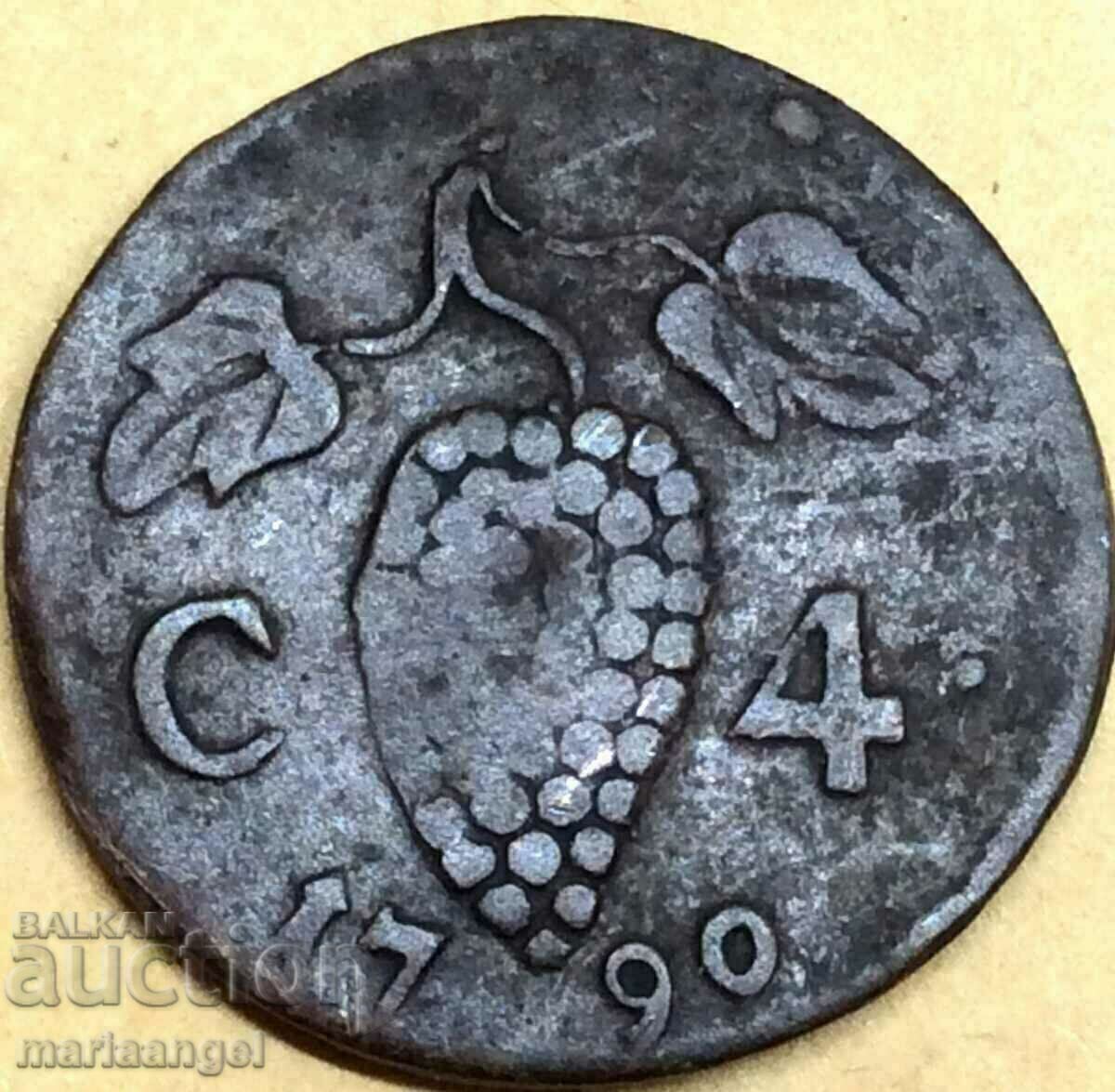 Νάπολη και Σικελία 4 cavali 1790 Φερδινάνδος Δ' χαλκός