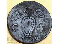 Νάπολη και Σικελία 4 cavali 1790 Φερδινάνδος Δ' χαλκός