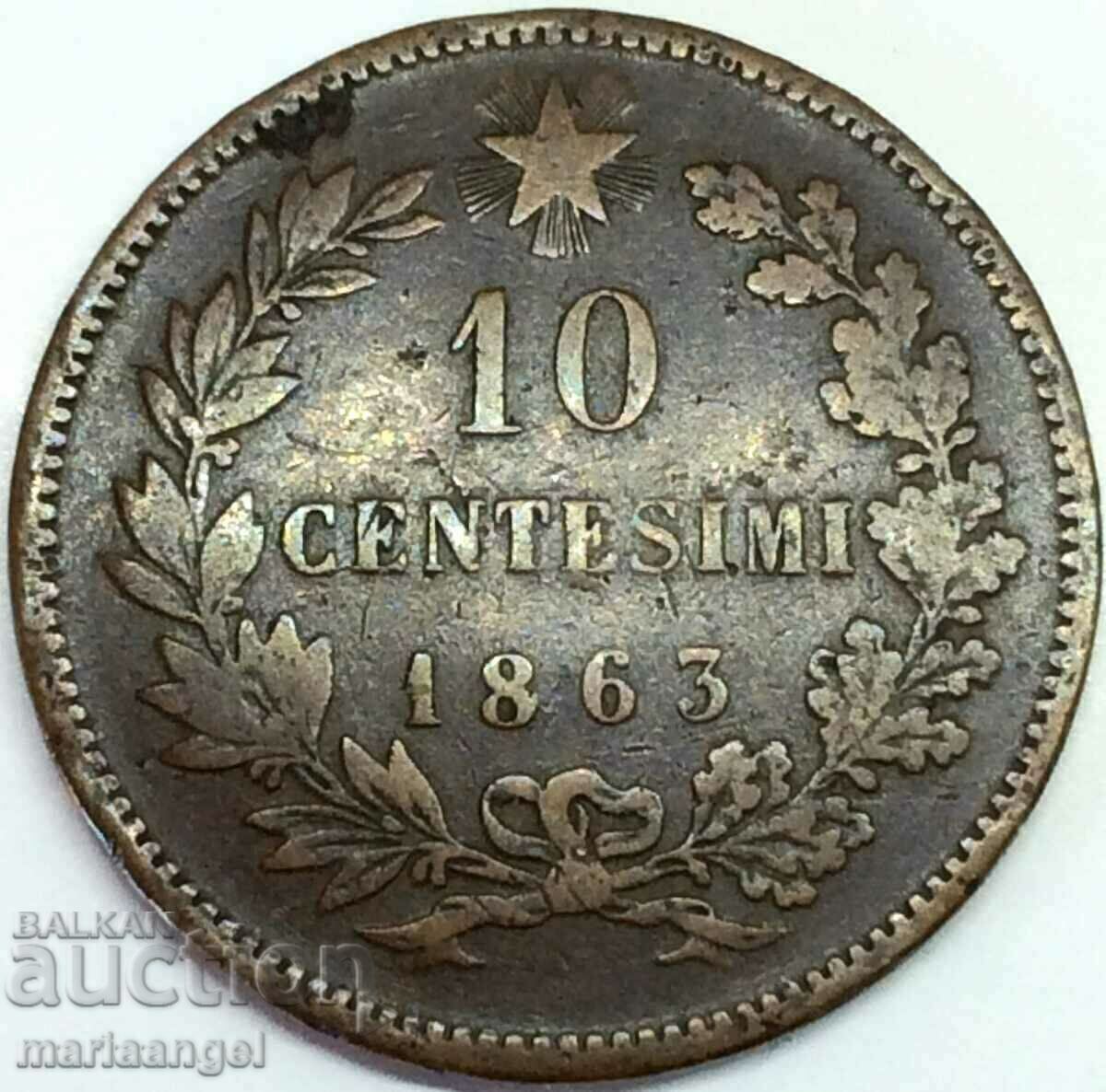 10 Centesimi 1863 Italia 30mm Victor Emmanuel cu preț 4.00 BGN | € 2.05