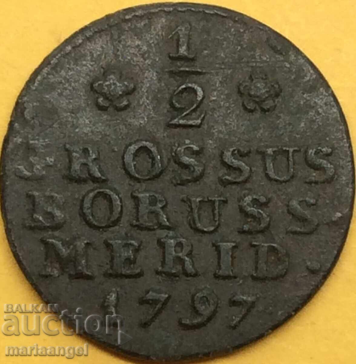 Delivery of 1/2 Groschen 1797 B-Breslau Poland Frederick William II RARE Delivery of 1/2 Groschen 1797 B-Breslau Poland Frederick William II RARE