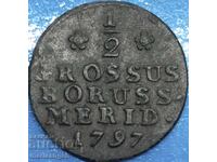 1/2 Groschen 1797 B-Breslau Poland Frederick William II RARE