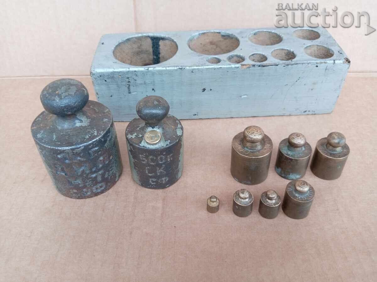 Cântar 1 kilogram și jumătate, greutăți 10 gr, lot - 6