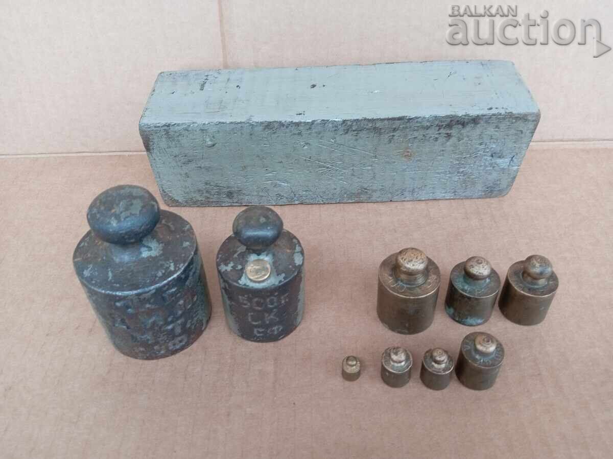 Cântar 1 kilogram și jumătate, greutăți 10 gr, lot - 7