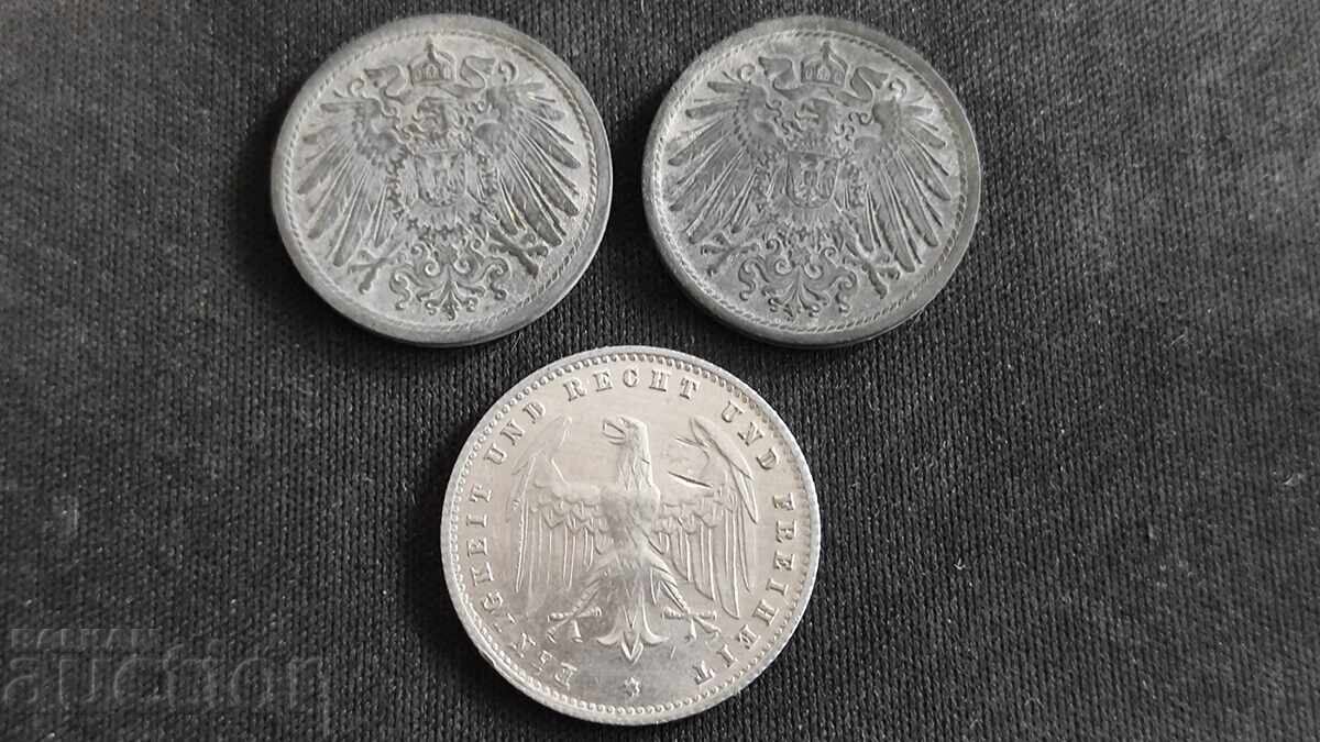 German Empire Lot of 10 Pfennig 1917, 1920 and 200 Mark 1923 with price 0.01 BGN | € 0.01