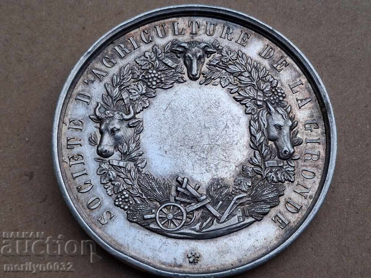 Френски земеделски медал сребро между 1860-79 год плакет с цена 291.00 лв. | € 148.79