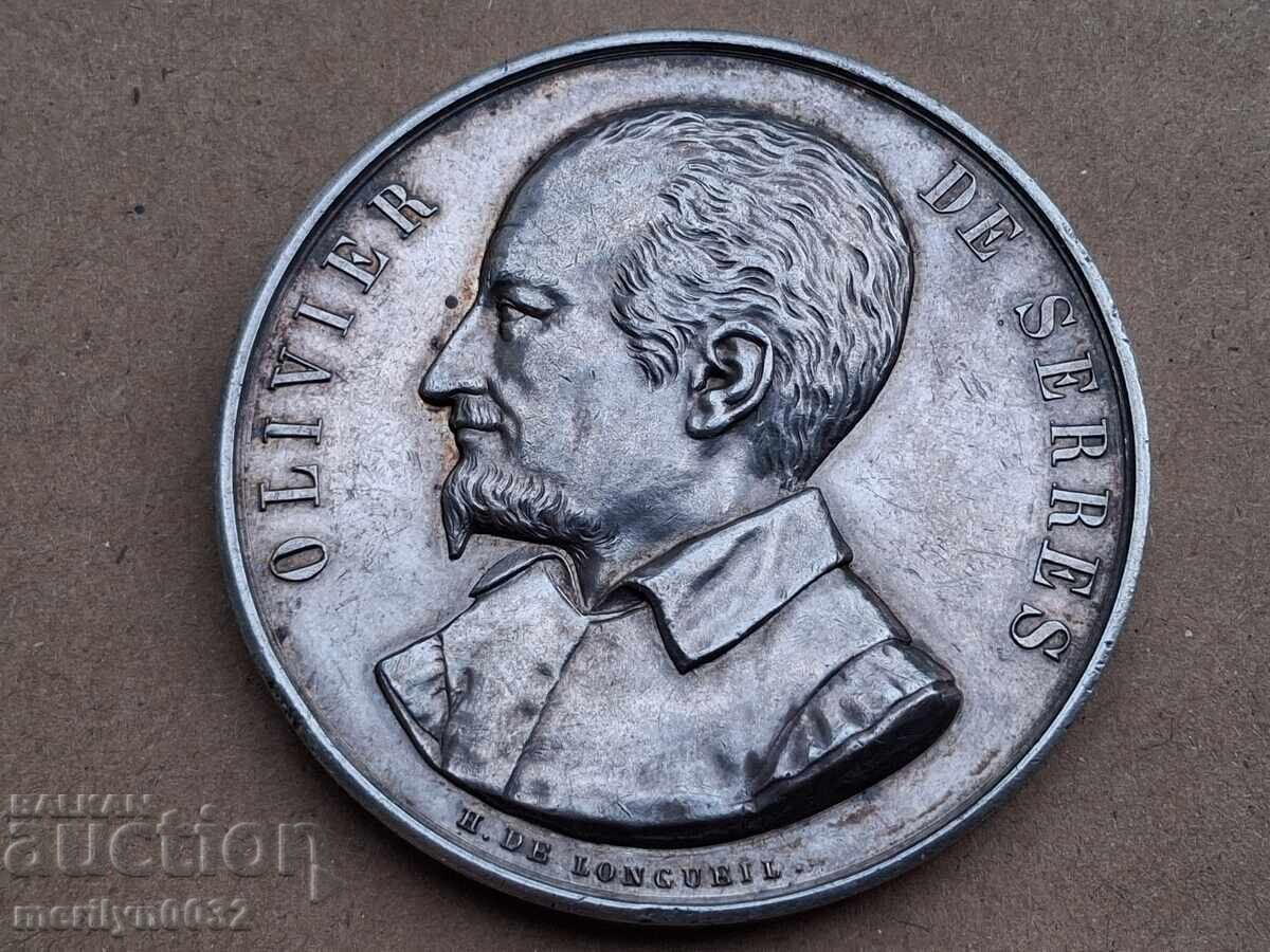 Френски земеделски медал сребро между 1860-79 год плакет