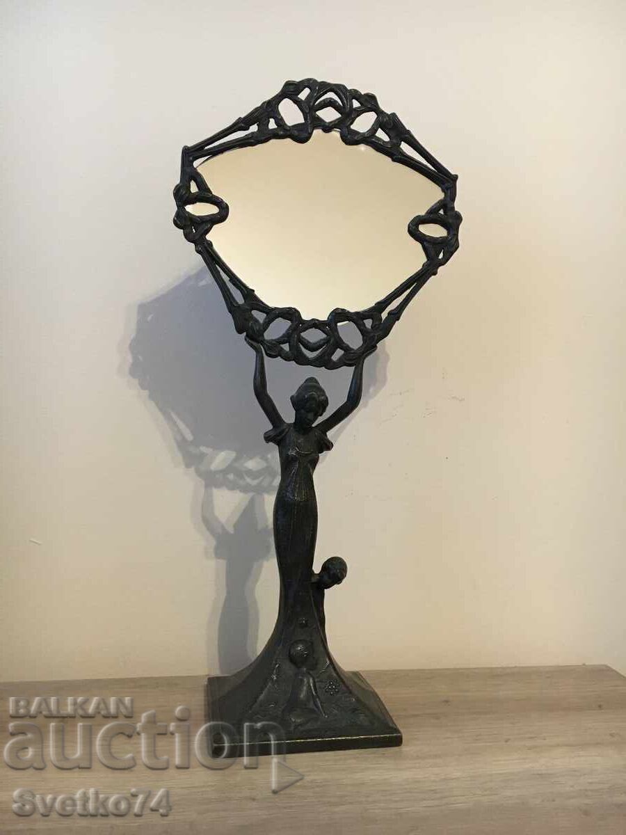 Art Deco massive bronze mirror