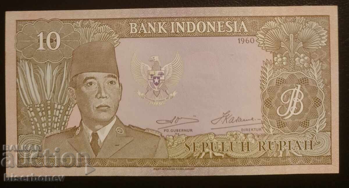 Индонезия, 10 рупии 1960 г. Indonesia 10 rupiah, UNC