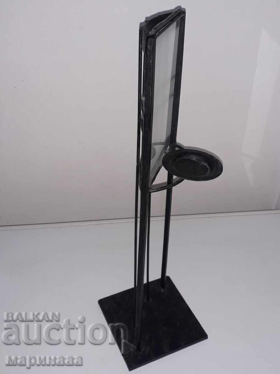 SUPOORT MASIV ÎNALT PENTRU LUMÂNĂRI. METAL, STICLĂ - 5