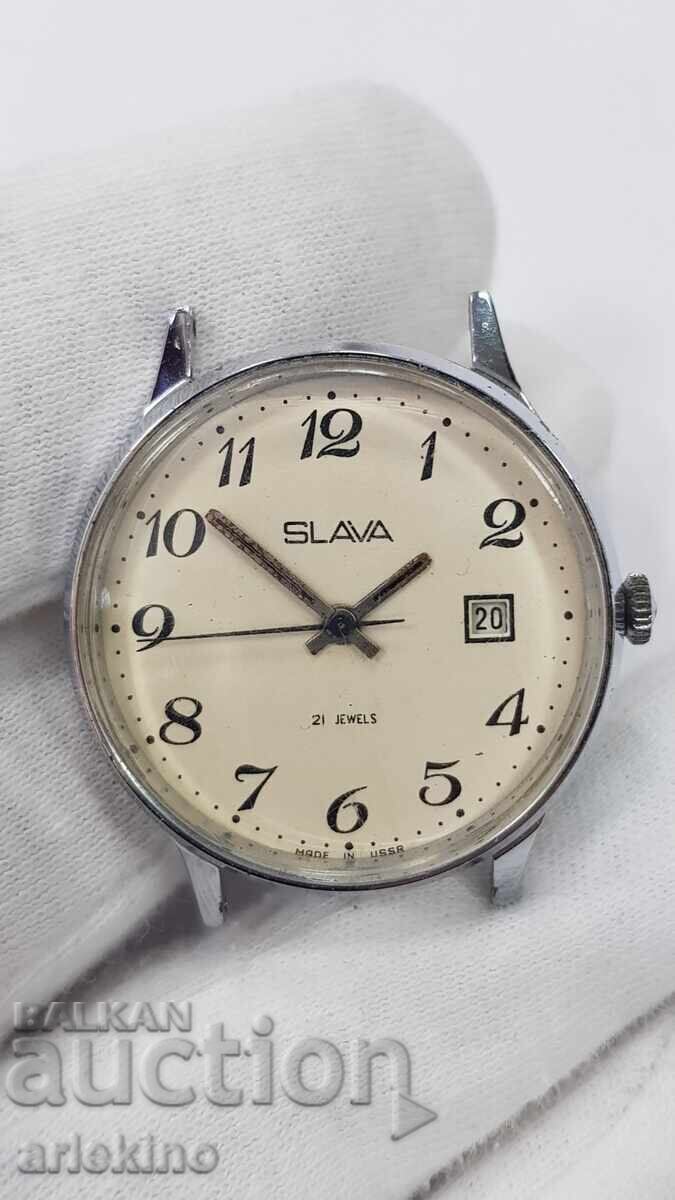 Σοβιετικό ρολόι χειρός Σλάβα με ημερομηνία, λειτουργικό - 7