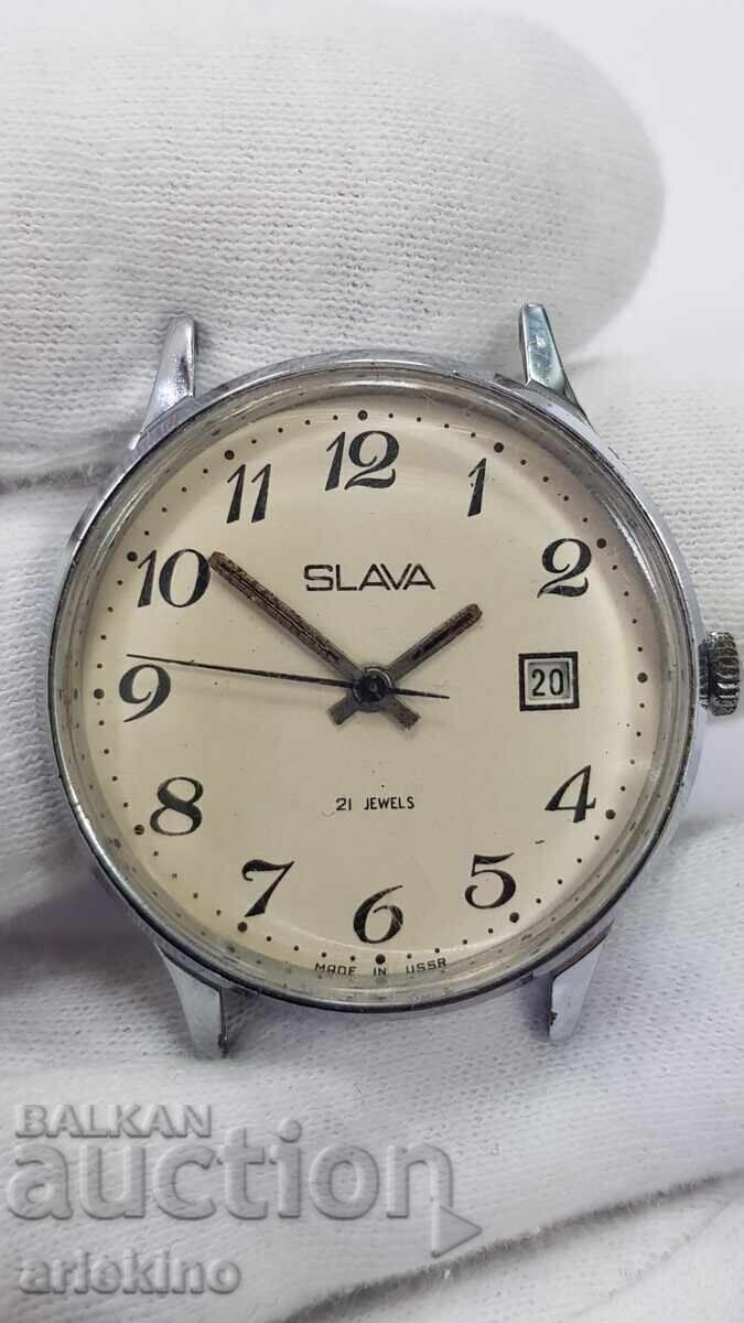 Σοβιετικό ρολόι χειρός Σλάβα με ημερομηνία, λειτουργικό