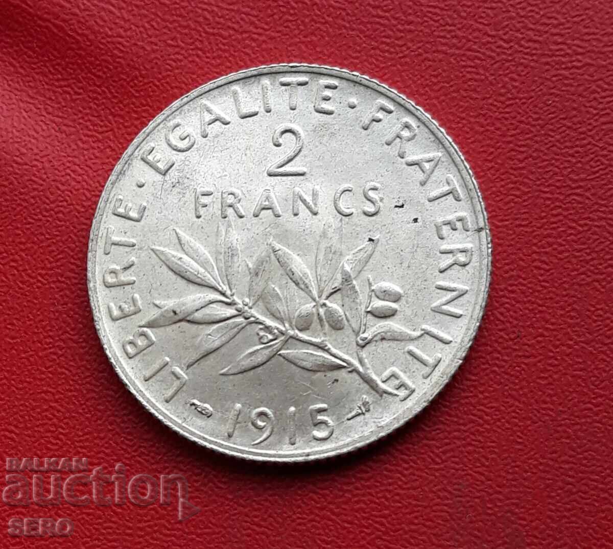 Франция-2 франка 1915-сребърна