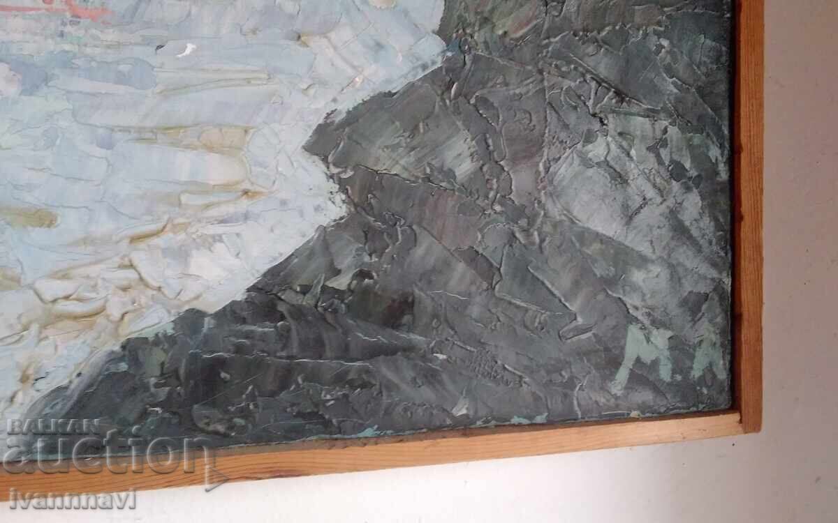 Tablou vechi ulei pe pânză, cuțit de paletă, semnat, autor bulgar - 5 Tablou vechi ulei pe pânză, cuțit de paletă, semnat, autor bulgar - 5