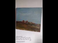 Lots of old oil on fiberboard, signed