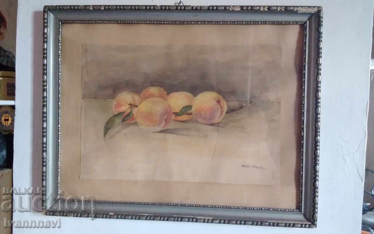 Acuarelă veche semnată Katia Genova