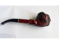 Pipă de fumat din lemn sculptată manual pentru tutun cu filtru de 9 mm