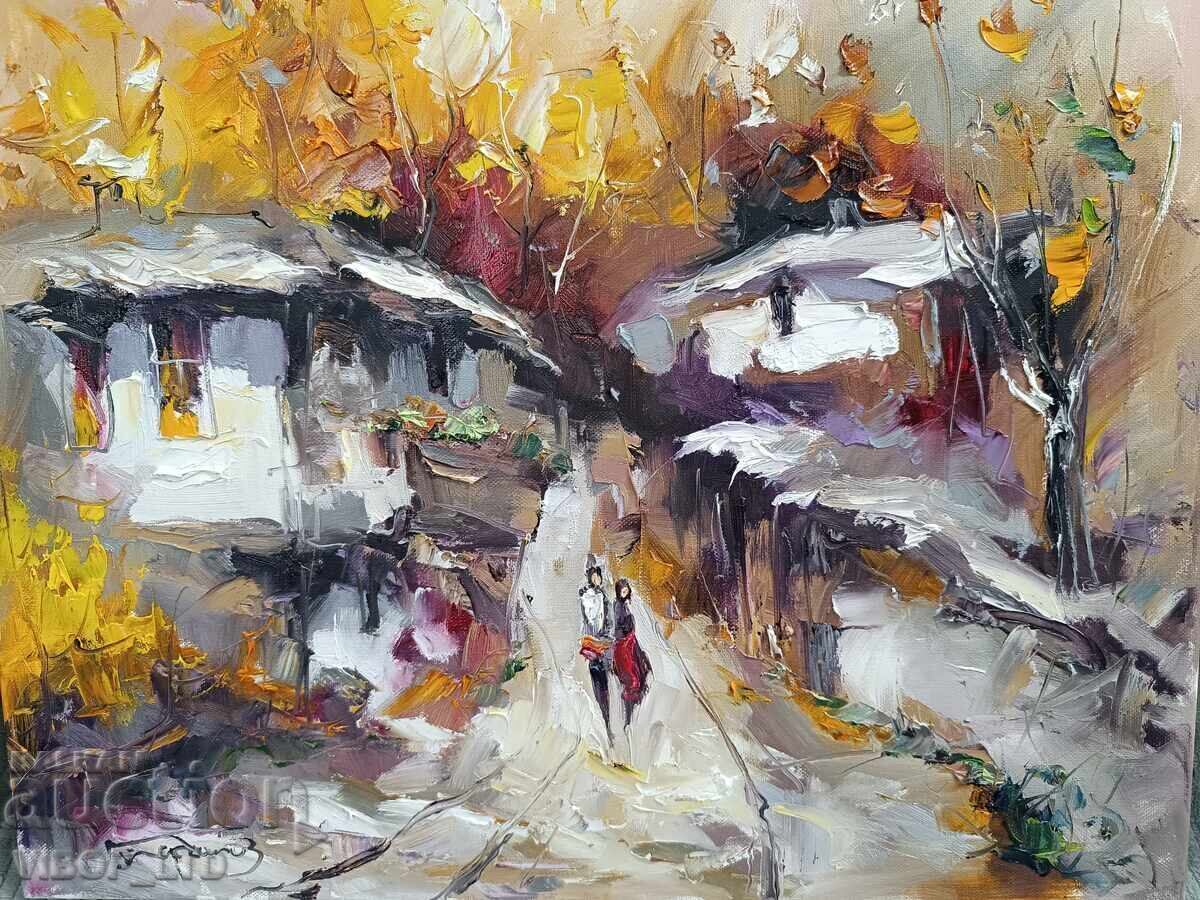 Pict. G. Ĭordanov/VISURI DE TOAMNĂ/tablou 55/46 cm/ramă/semnat