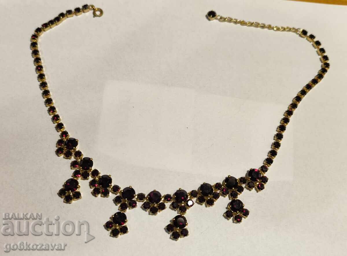 Licitație Colier Granate Regale Cehoslovacia Anii '60 ! Placat cu Aur !