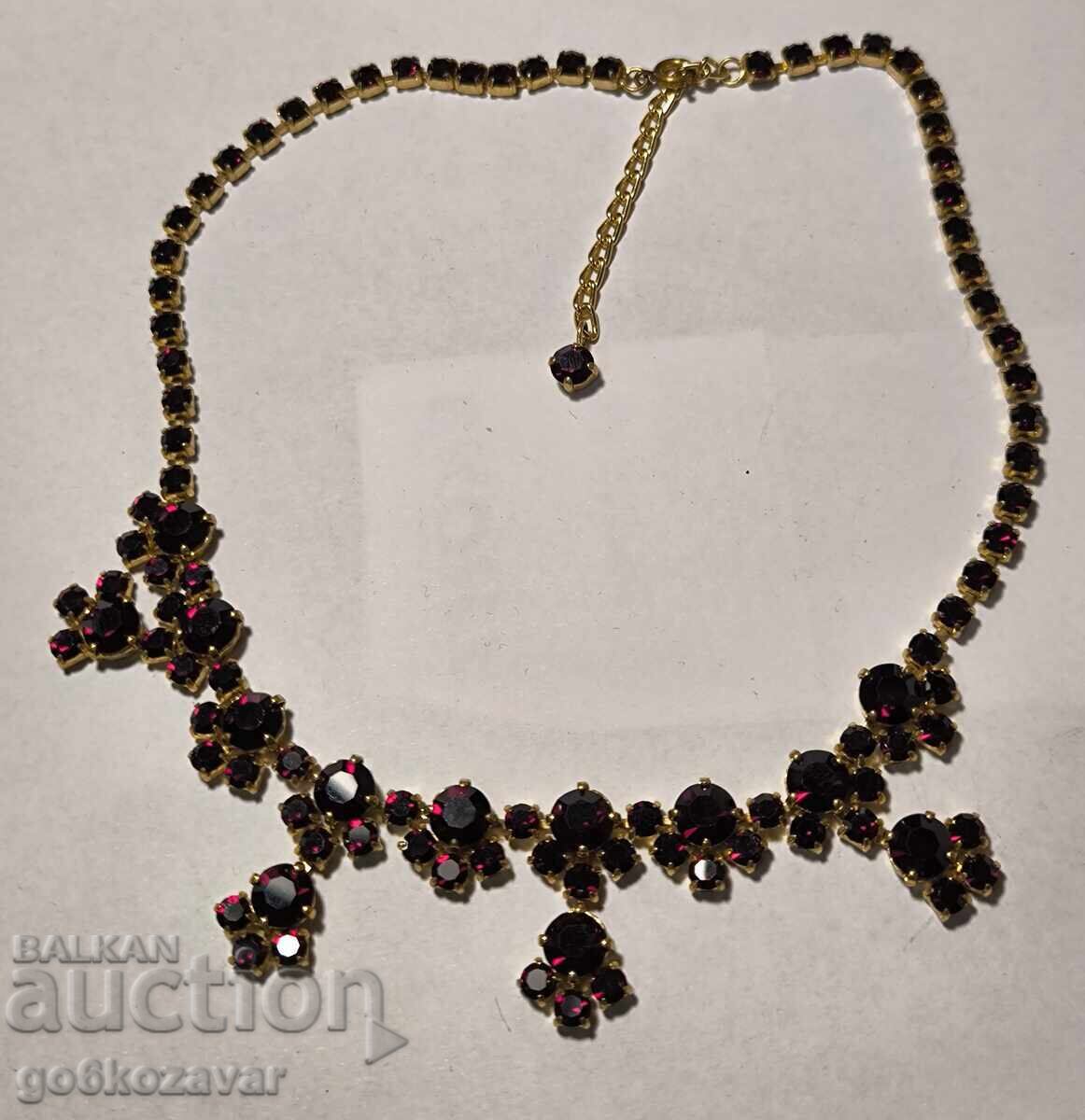 Colier Granate Regale Cehoslovacia Anii '60 ! Placat cu Aur !