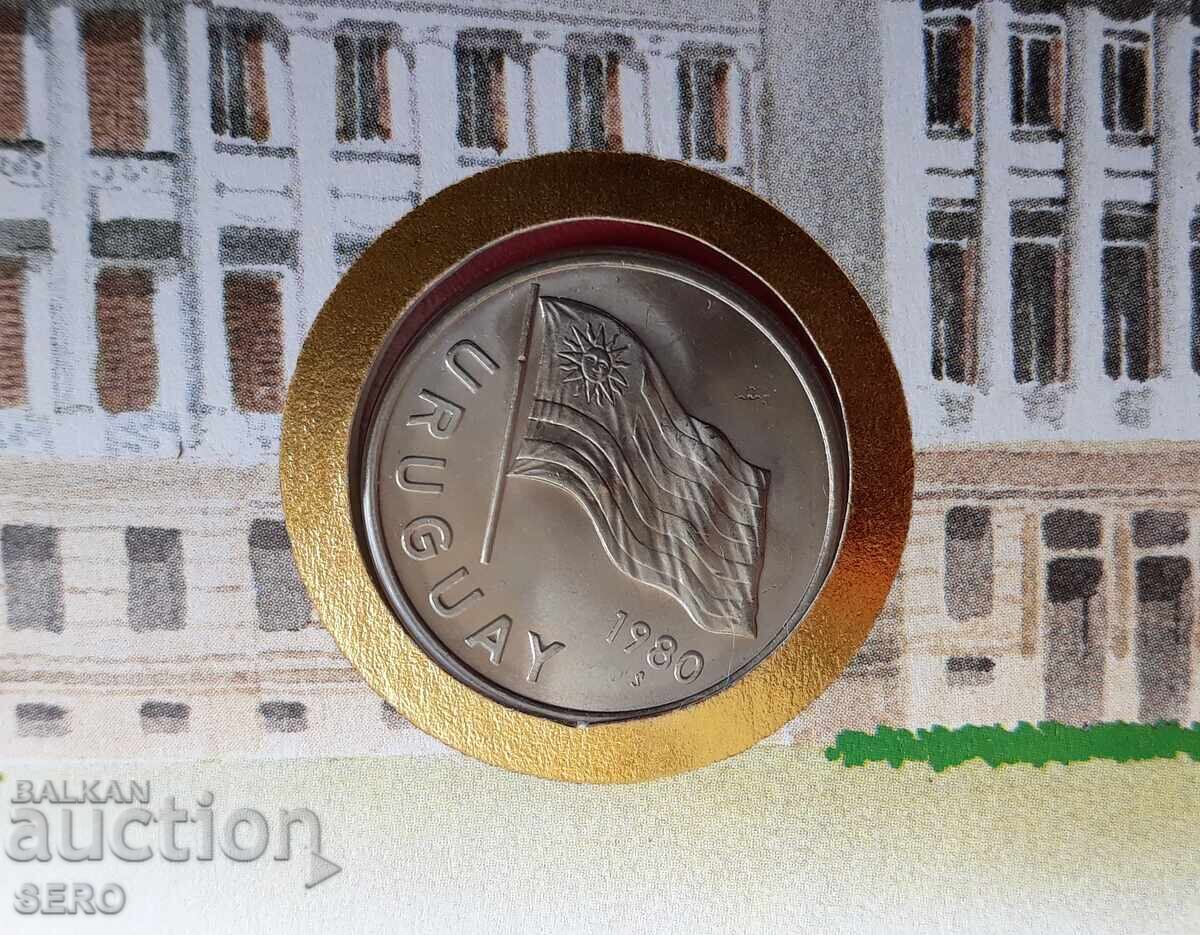 Uruguay - 5 Pesos 1980 and postage stamp in a beautiful envelope with price 6.00 BGN | € 3.07 Uruguay - 5 Pesos 1980 and postage stamp in a beautiful envelope with price 6.00 BGN | € 3.07