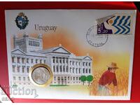 Uruguay - 5 Pesos 1980 and postage stamp in a beautiful envelope
