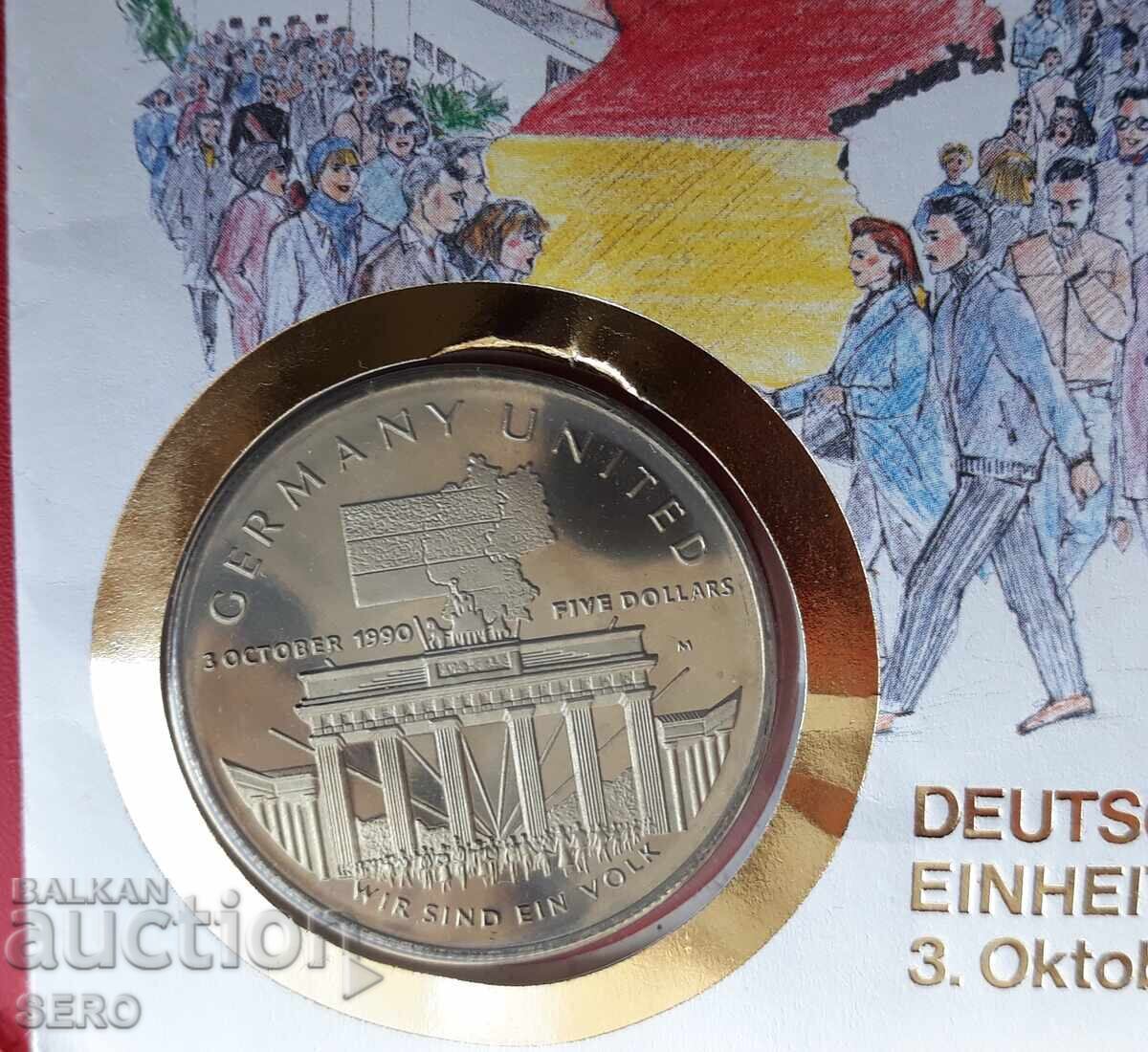 Germany - 5 Dollars 1990 Marshall Islands and p.mark in cr. envelope with price 17.01 BGN | € 8.70