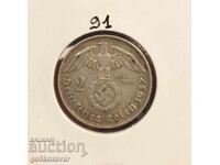 Германия трети райх 2 марки 1937г Сребро !