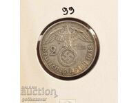 Германия трети райх 2 марки 1938г Сребро !