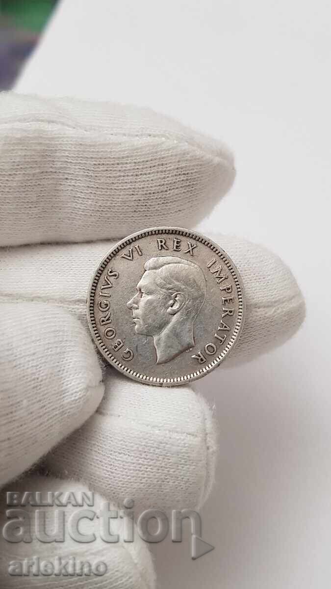 Σπάνιο ασημένιο νόμισμα 1 σελίνι Νότιας Αφρικής 1943 - 6