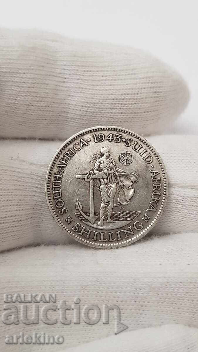 Σπάνιο ασημένιο νόμισμα 1 σελίνι Νότιας Αφρικής 1943 - 7