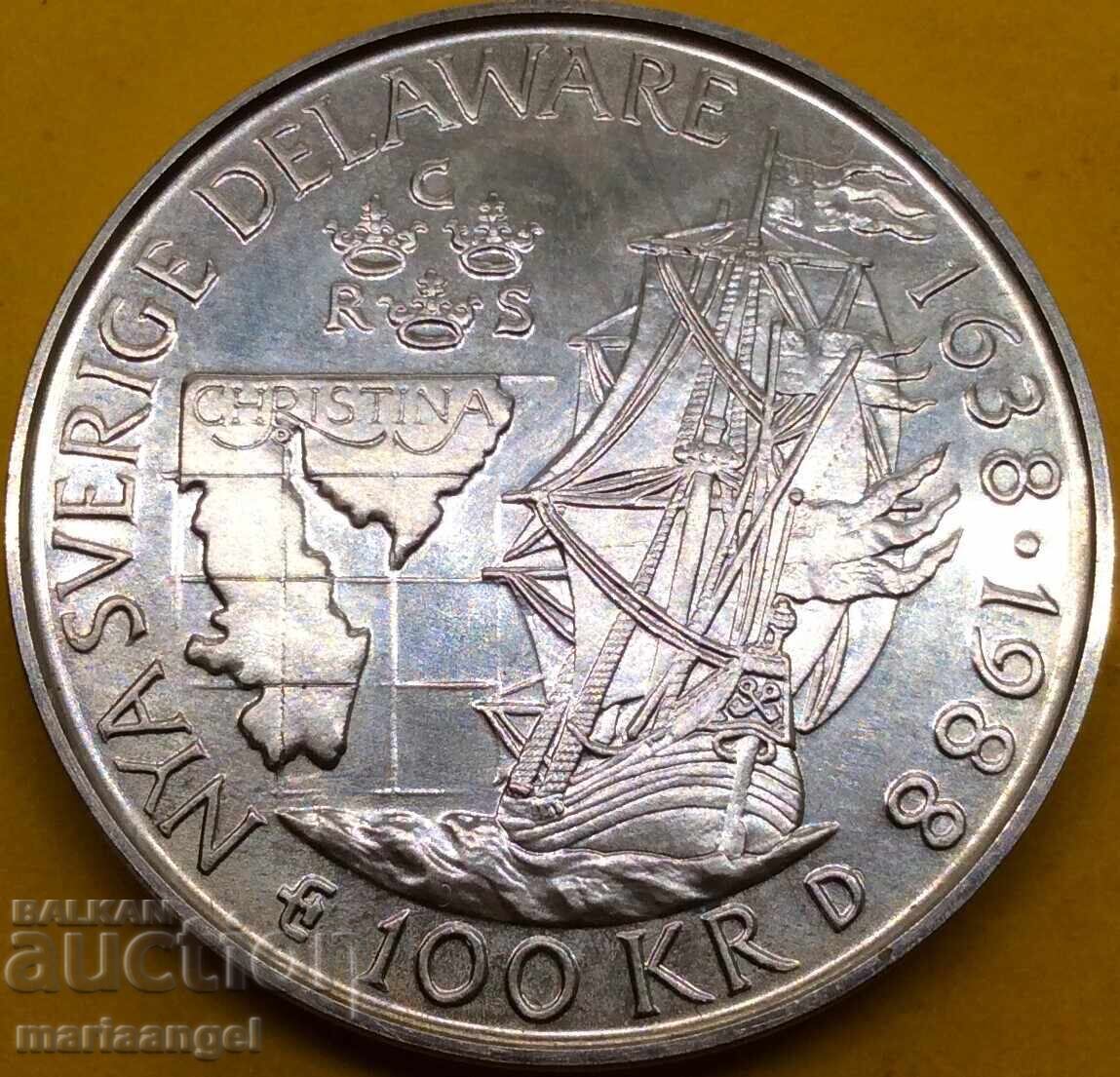 Σουηδία 100 κορώνες 1988 Karl XVI Jubilee 16,14 g ασήμι