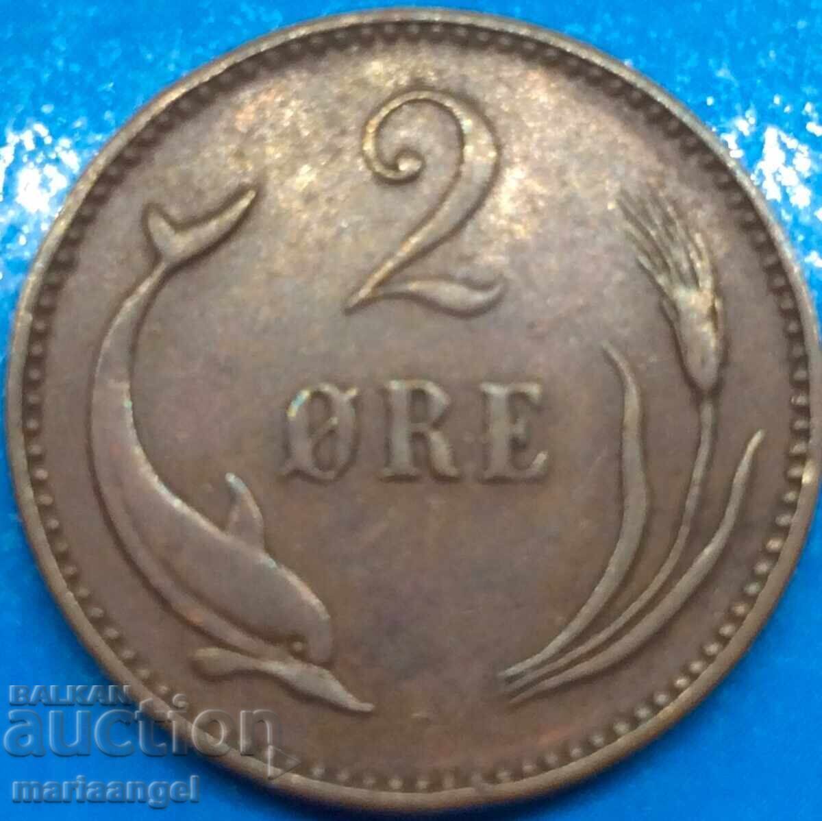 Denmark 2 Ore 1899 Rare - 7