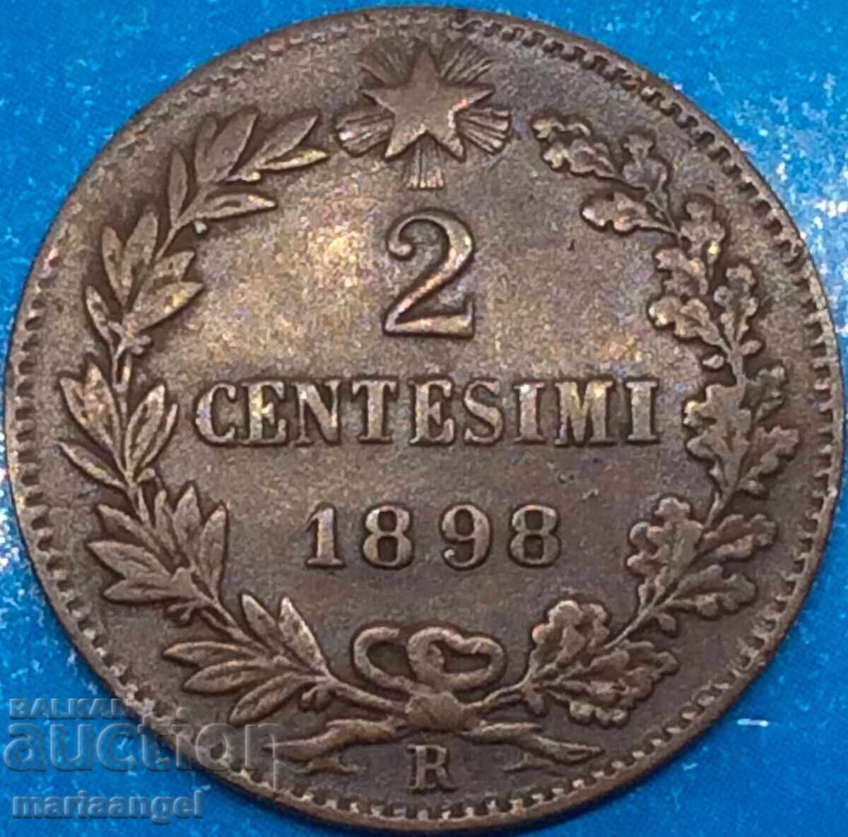 Παράδοση 2 Centesimi 1898 Ιταλία Βασιλιάς Umberto I
