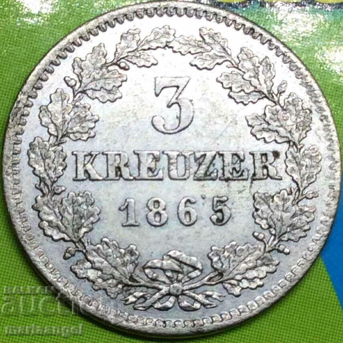 3 κρόιτσερ 1865 Βαυαρία Γερμανία ασήμι - πολύτιμο με τιμή 28.00 BGN | € 14.32