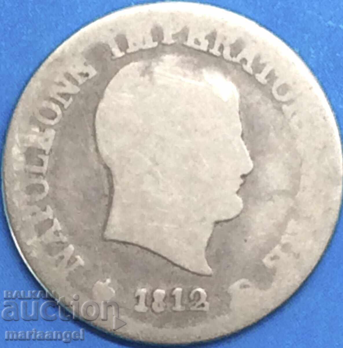 Napoleon 10 Soldi 1812 Italy Silver - Rare - 6