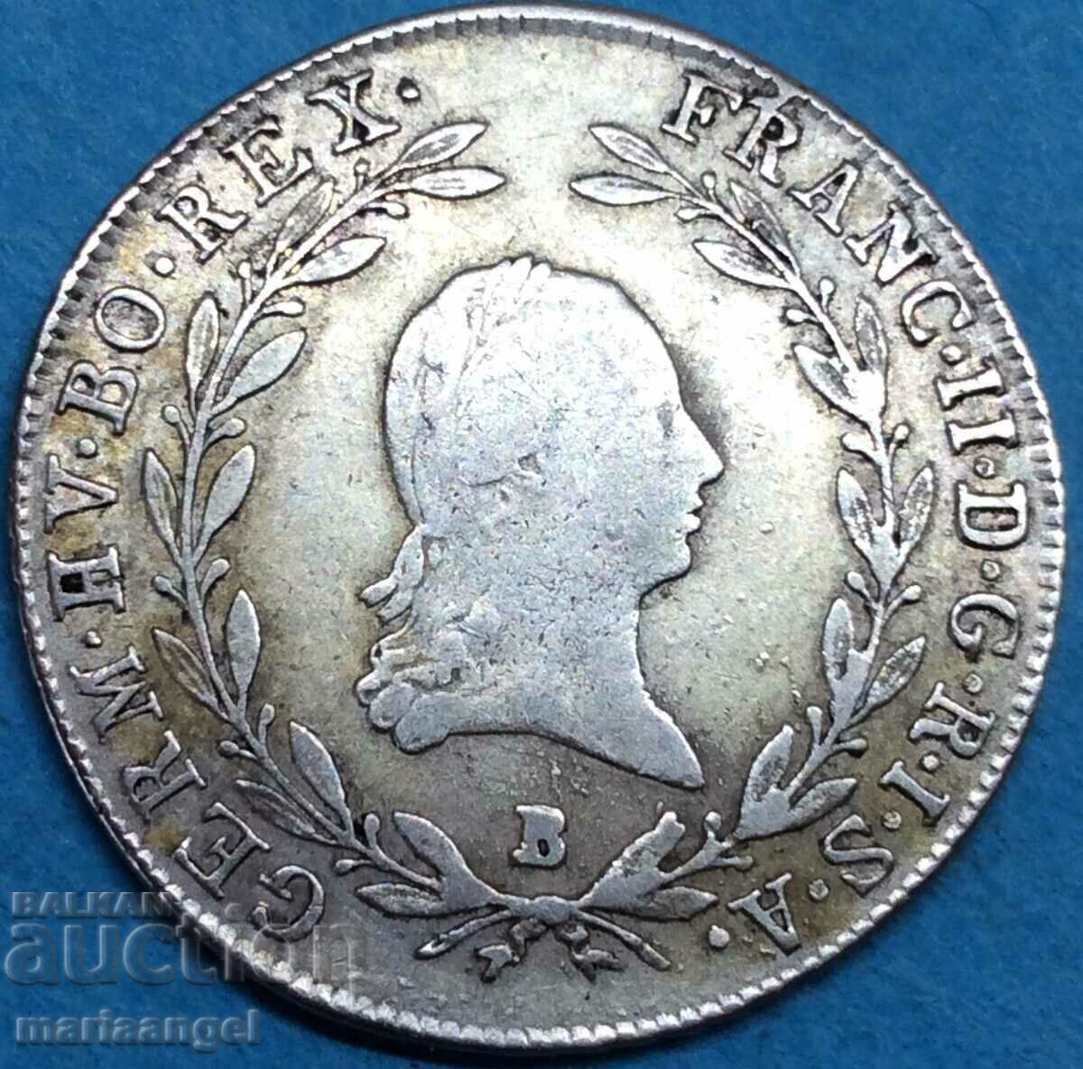 Austria 20 Kreuzer 1803 B - Kremnitz Franz II argint 29mm cu preț 39.00 BGN | € 19.94 Austria 20 Kreuzer 1803 B - Kremnitz Franz II argint 29mm cu preț 39.00 BGN | € 19.94
